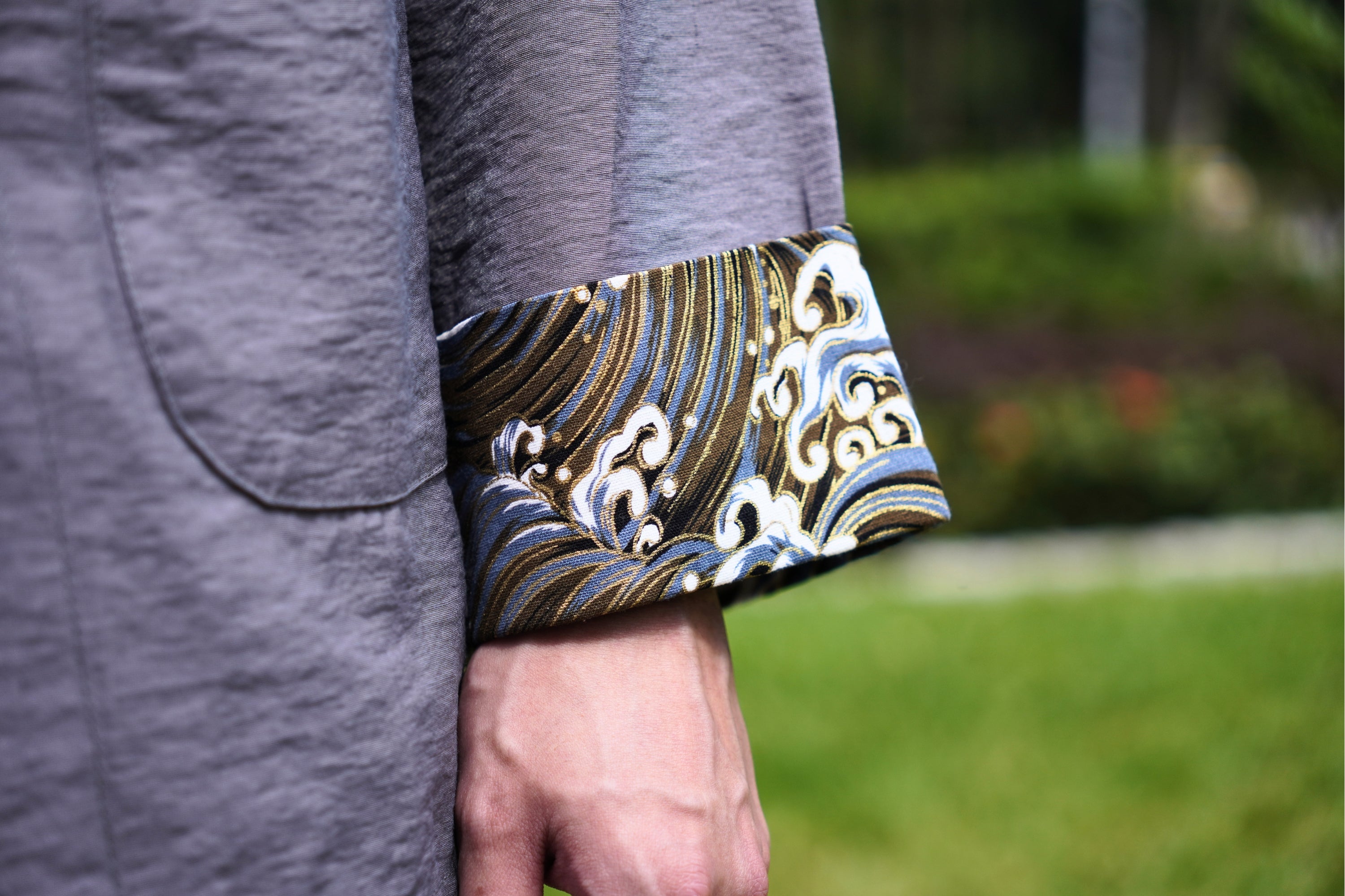 Slate Gray Rayon Tangzhuang