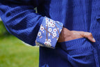 Navy Blue Stripe Cotton Tangzhuang