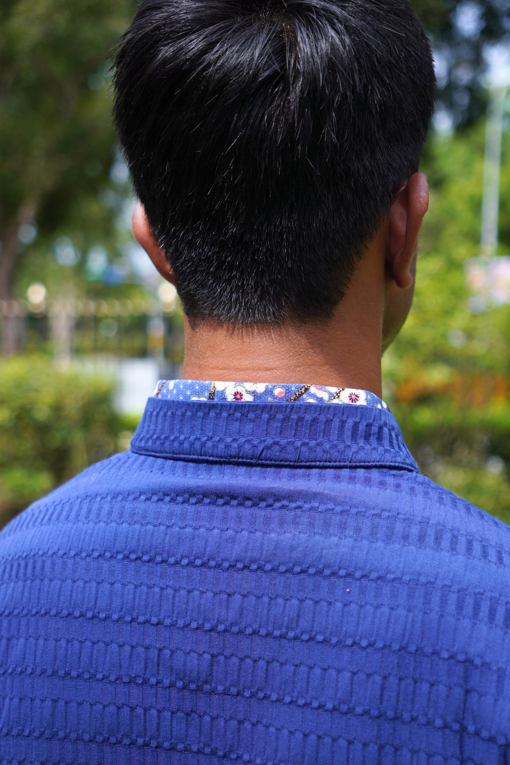 Navy Blue Stripe Cotton Tangzhuang