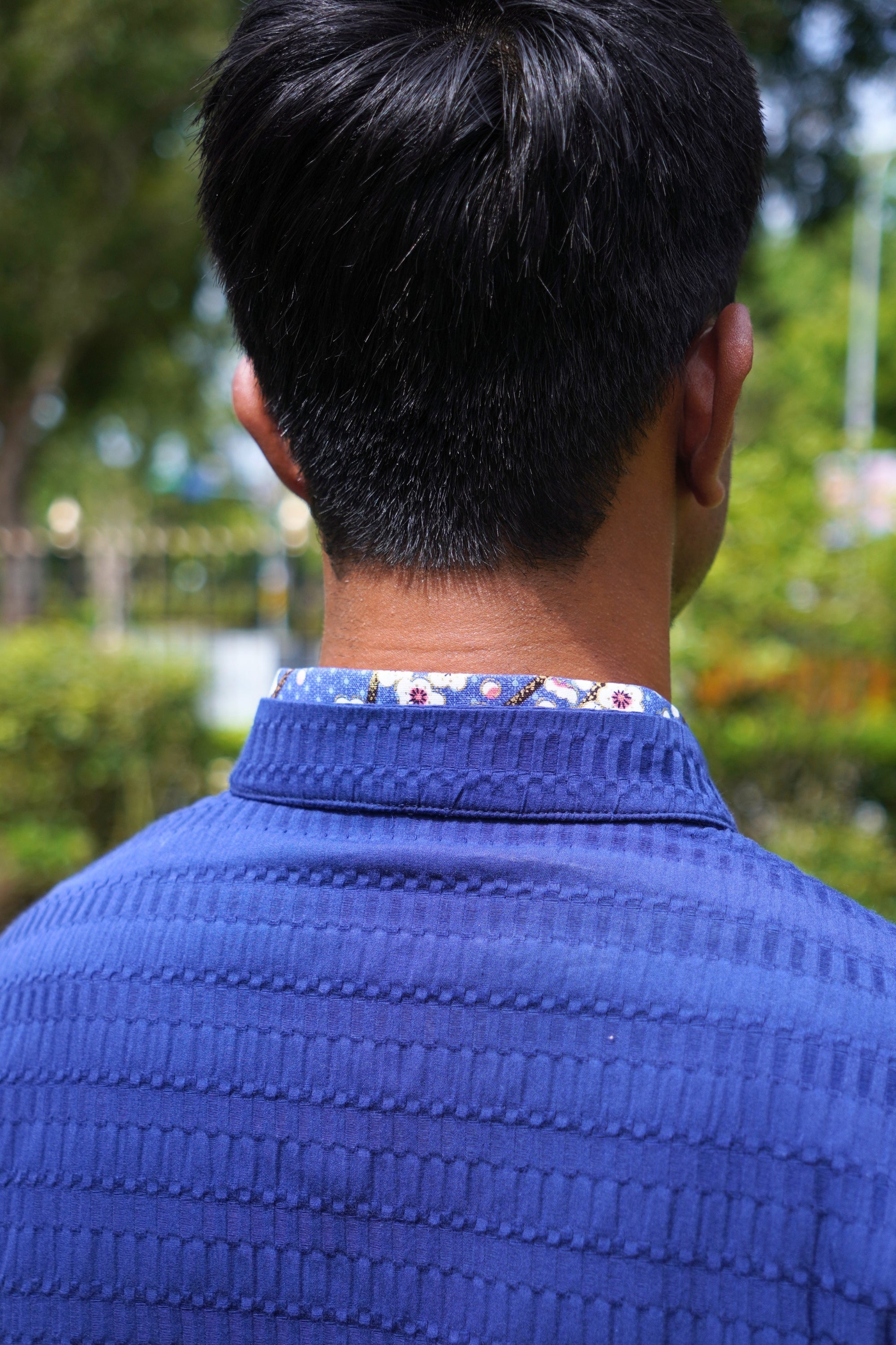Navy Blue Stripe Cotton Tangzhuang