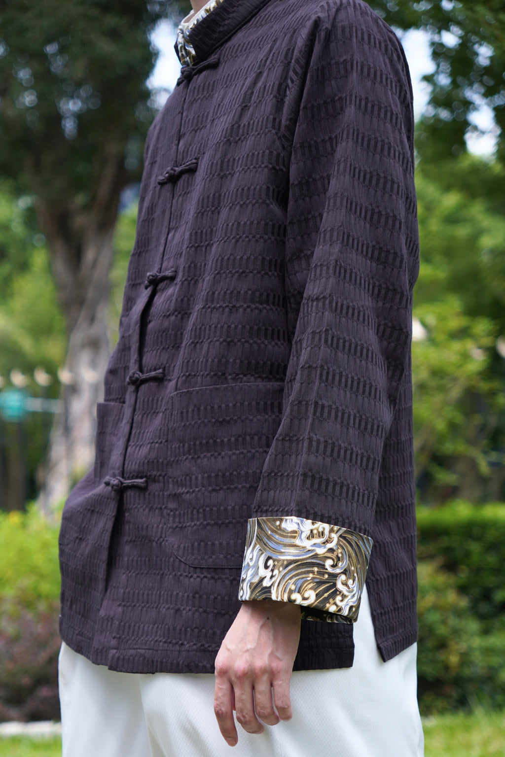 Obsidian Stripe Cotton Tangzhuang