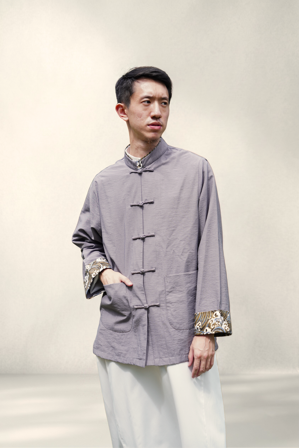 Slate Gray Rayon Tangzhuang