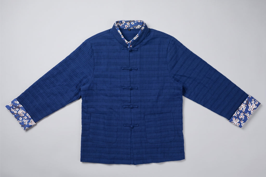 Navy Blue Stripe Cotton Tangzhuang