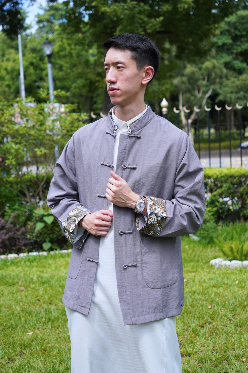 Slate Gray Rayon Tangzhuang
