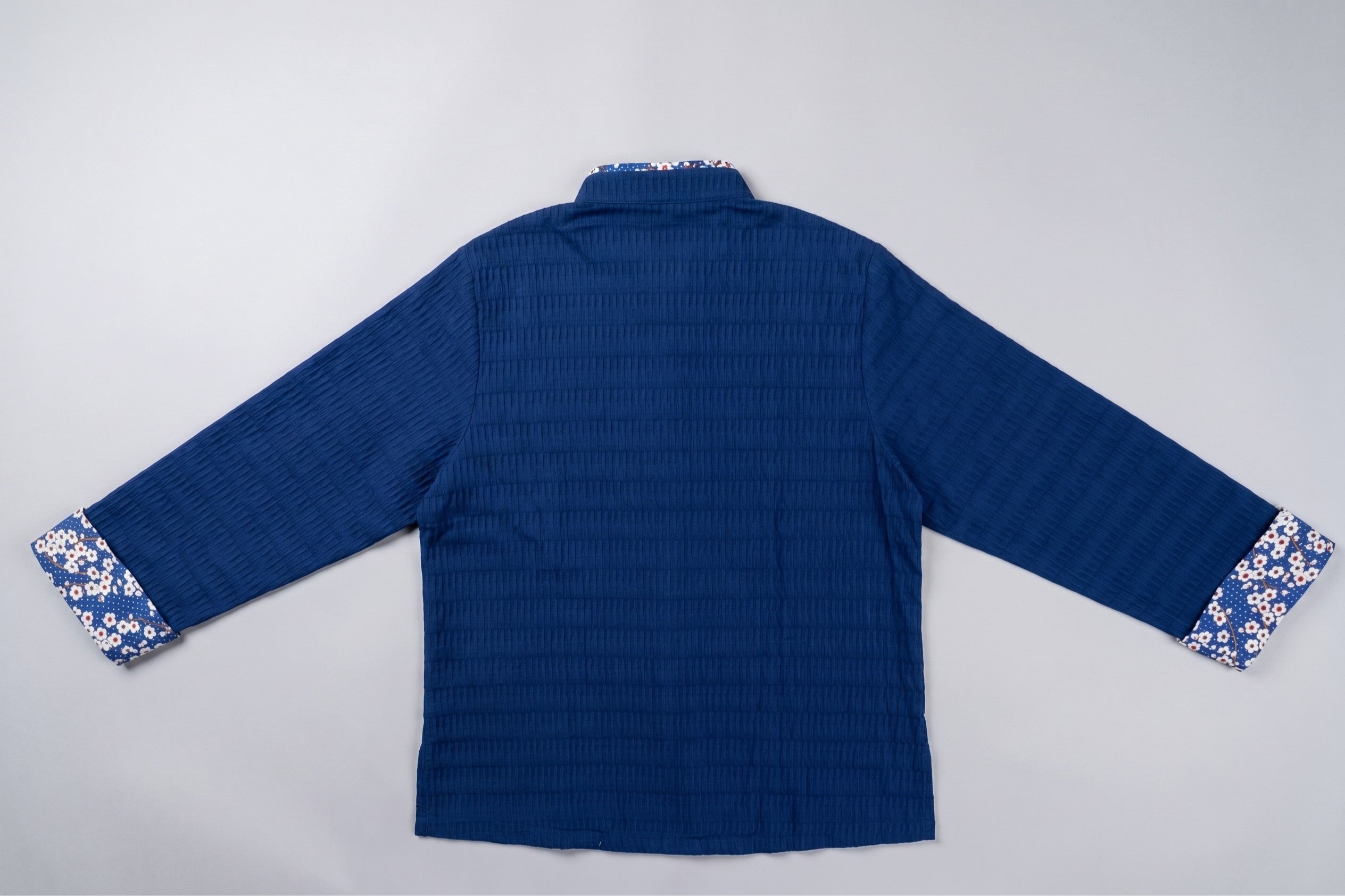 Navy Blue Stripe Cotton Tangzhuang